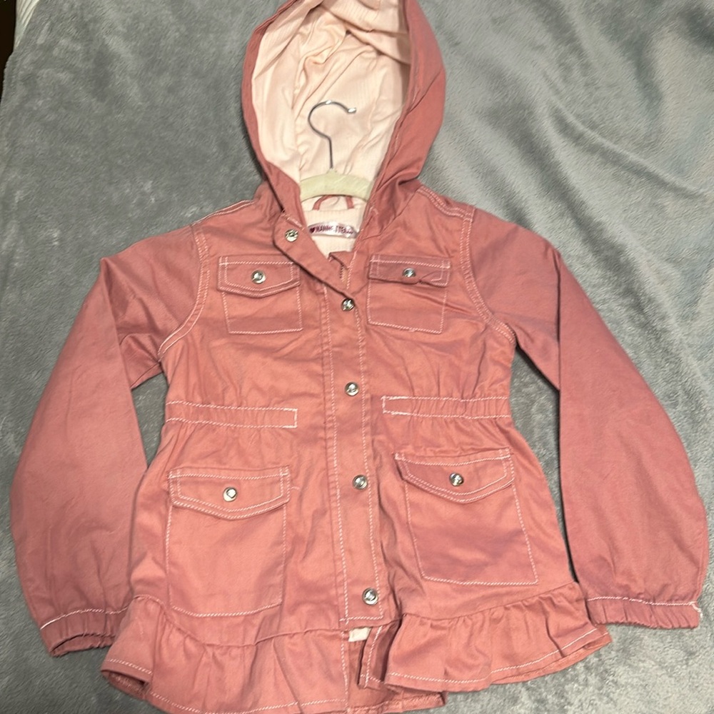 Nannette Kids, Girl’s Hooded Jacket, Pink, Jewel Buttons, Size 6 EUC